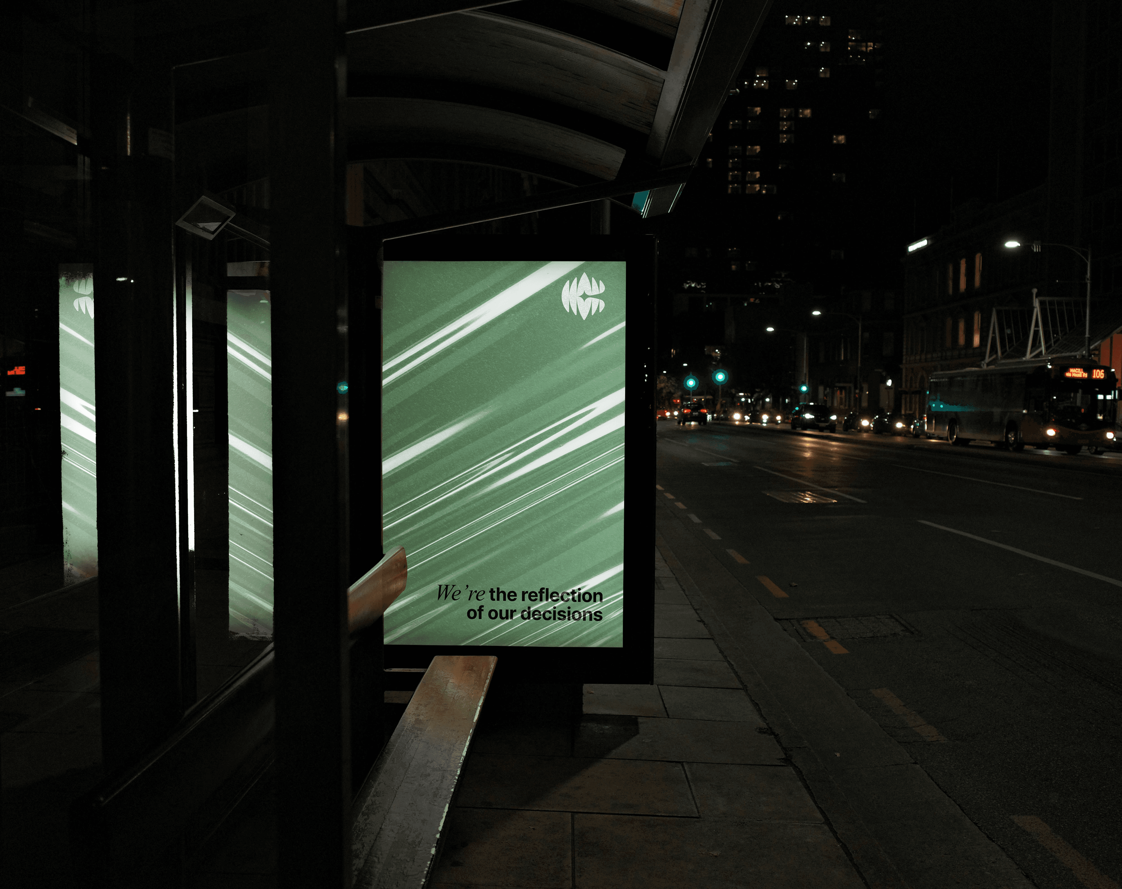 Bus stop advertisement reflecting Coaline's brand