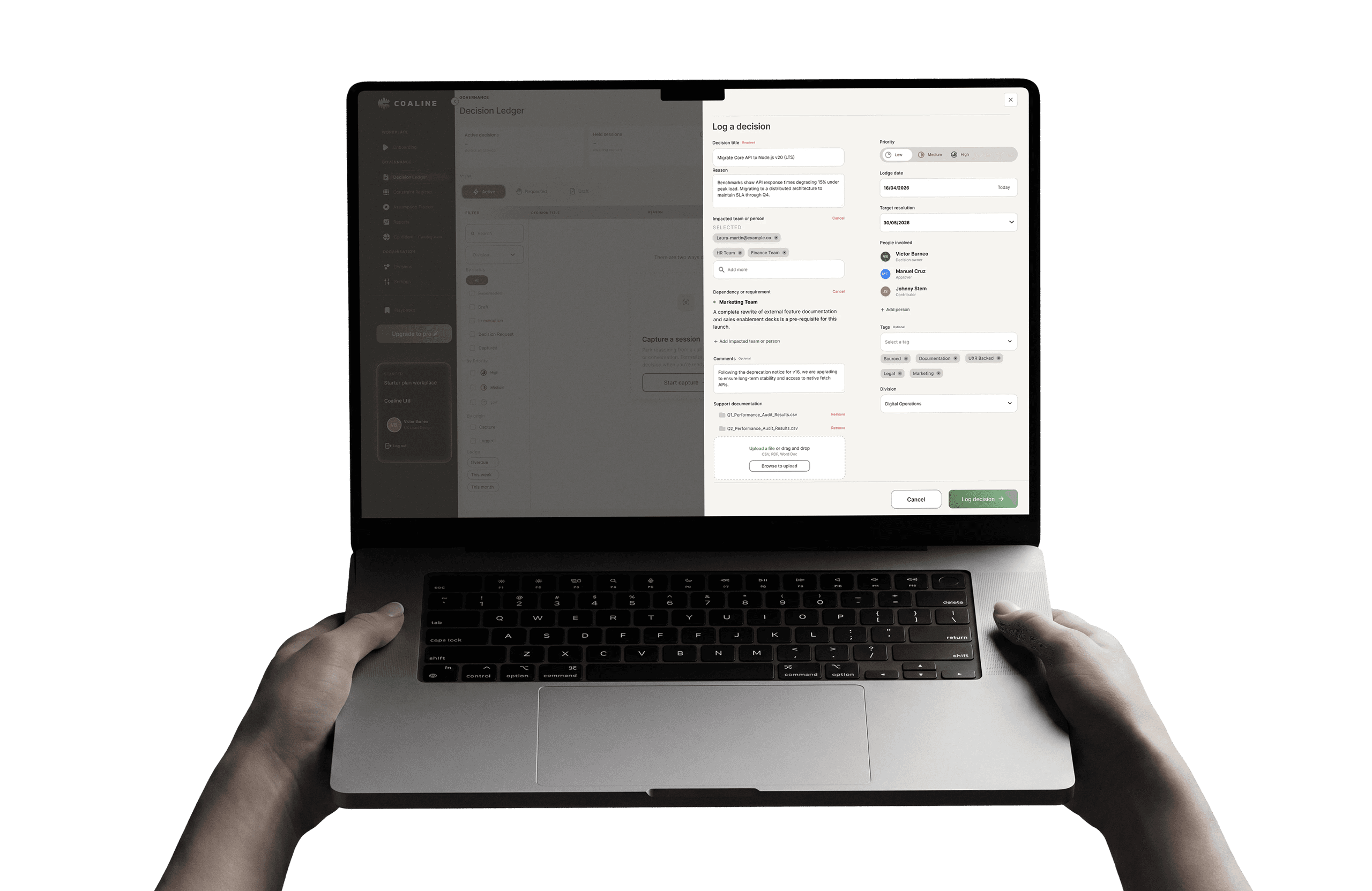 Decision Ledger product mockup