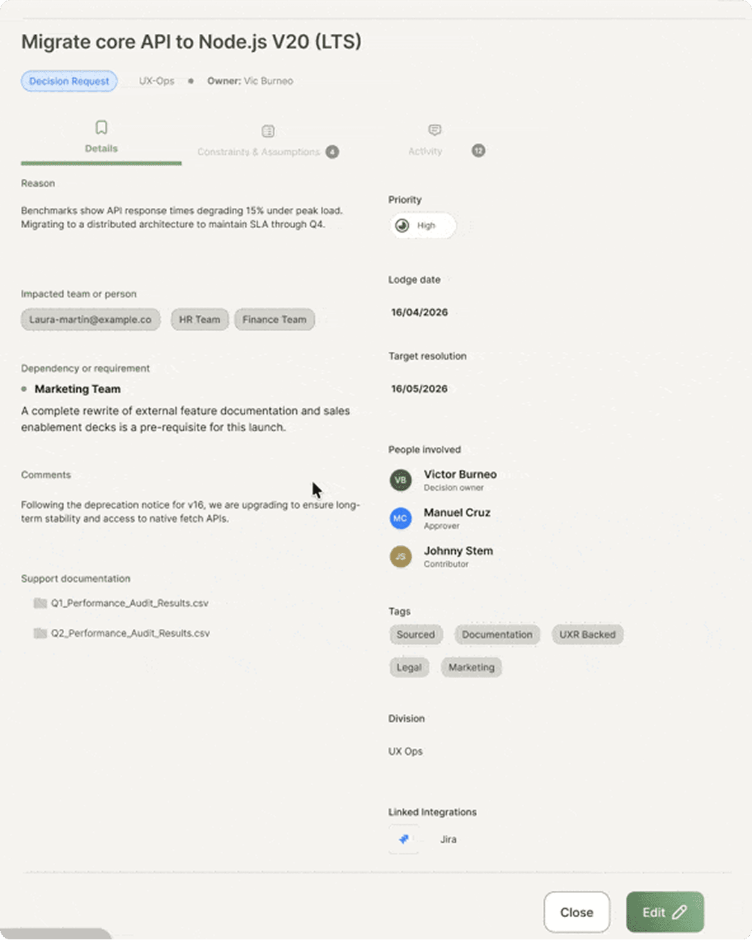 Migrate core API to Node.js